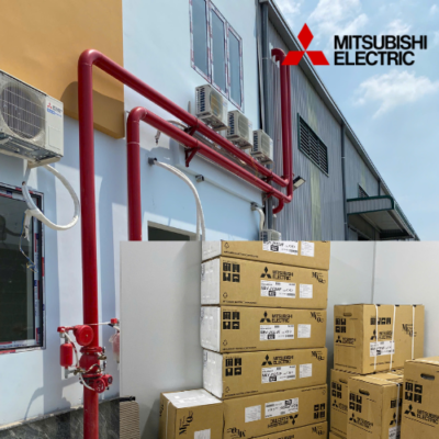 Lắp đặt hệ thống máy lạnh Mitsubishi mới tại nhà máy Amibond