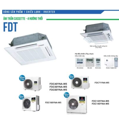 Máy lạnh âm trần cassette Mitsubishi Heavy FDT_YA-W5 - Dòng Inverter 1 chiều lạnh