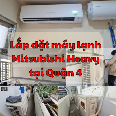 Thi công lắp đặt 4 bộ máy lạnh Mitsubishi Heavy 2.5HP