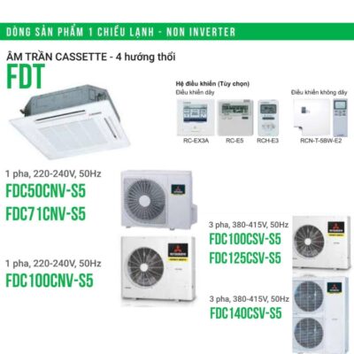 Máy lạnh âm trần cassette Mitsubishi Heavy FDT_CNV-S5 – 1 chiều lạnh, Non Inverter