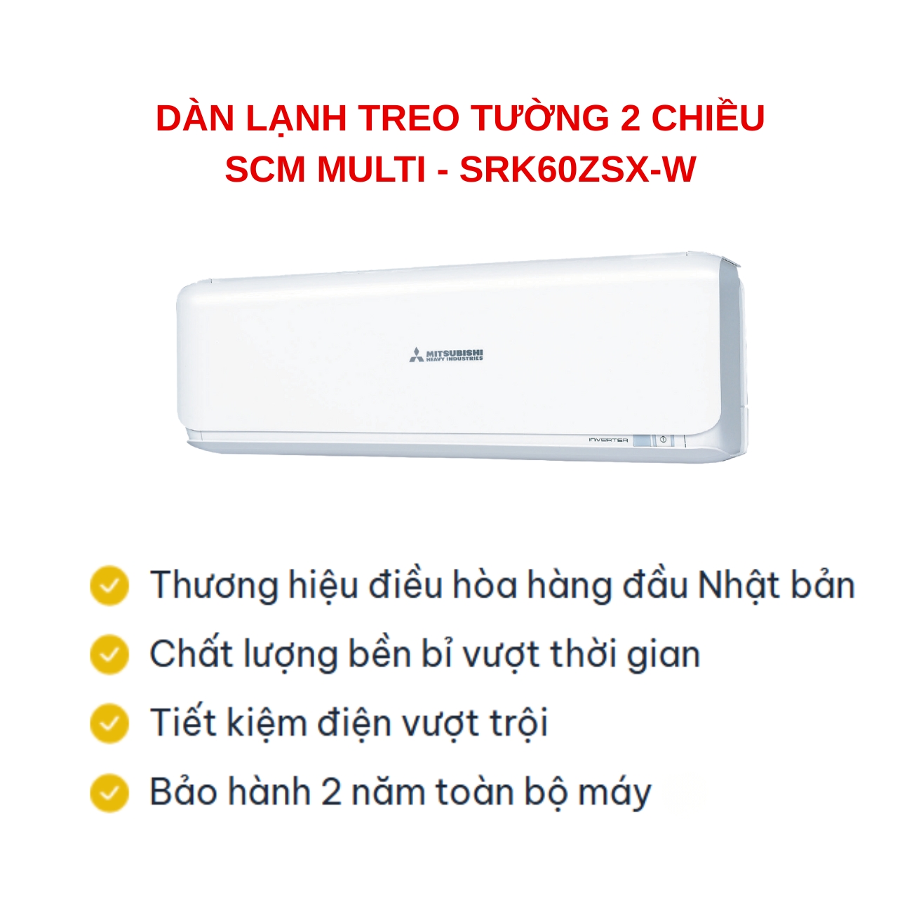 Dàn lạnh treo tường Multi Mitsubishi Heavy SRK60ZSX-W 2.5HP 2 chiều Inverter - Ảnh 4