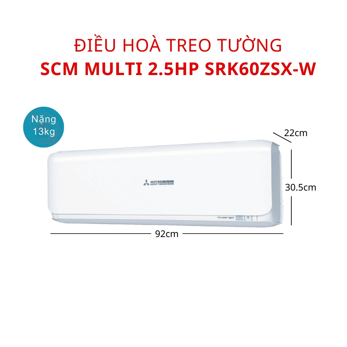 Dàn lạnh treo tường Multi Mitsubishi Heavy SRK60ZSX-W 2.5HP 2 chiều Inverter - Ảnh 2